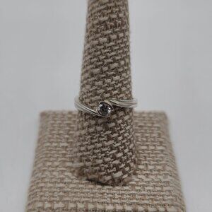 Size 8.75 Sterling Silver Single Round Cubic Zirconia Ring A3434